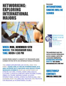Exploring international majors event flyer